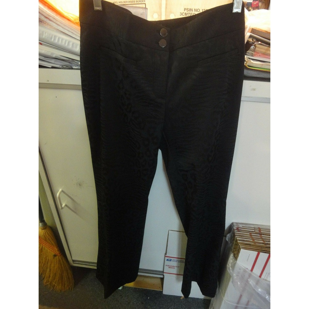 Etcetera womens size 4 black animal print very stylish pants slacks